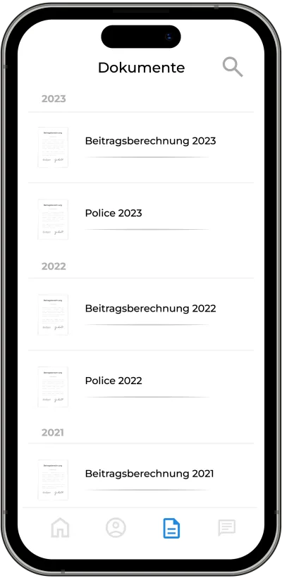 Versicherungsapp von Schneider und Musil – Police-Vorschau